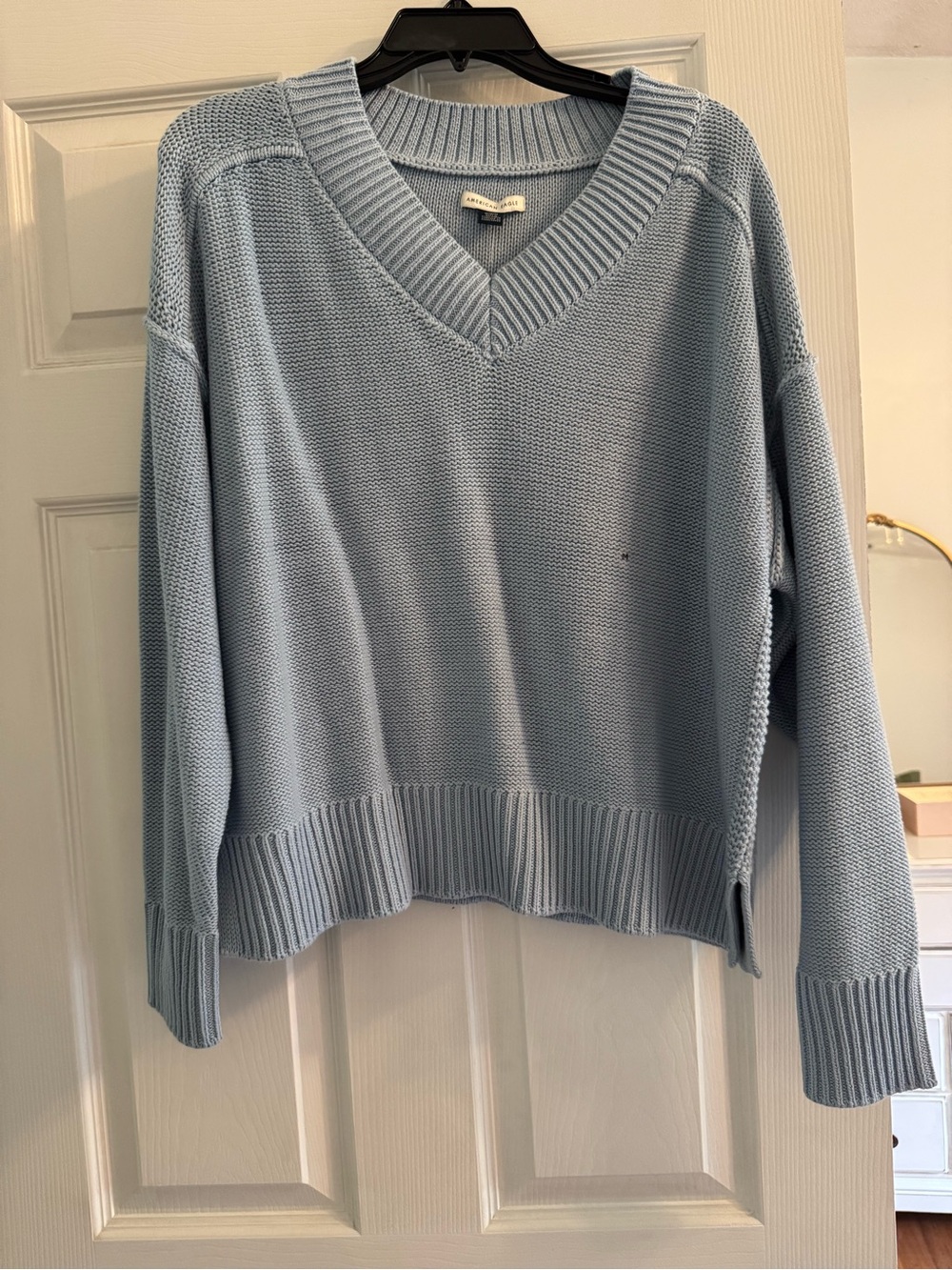 American Eagle Outfitters Pale Blue V-Neck Sweater